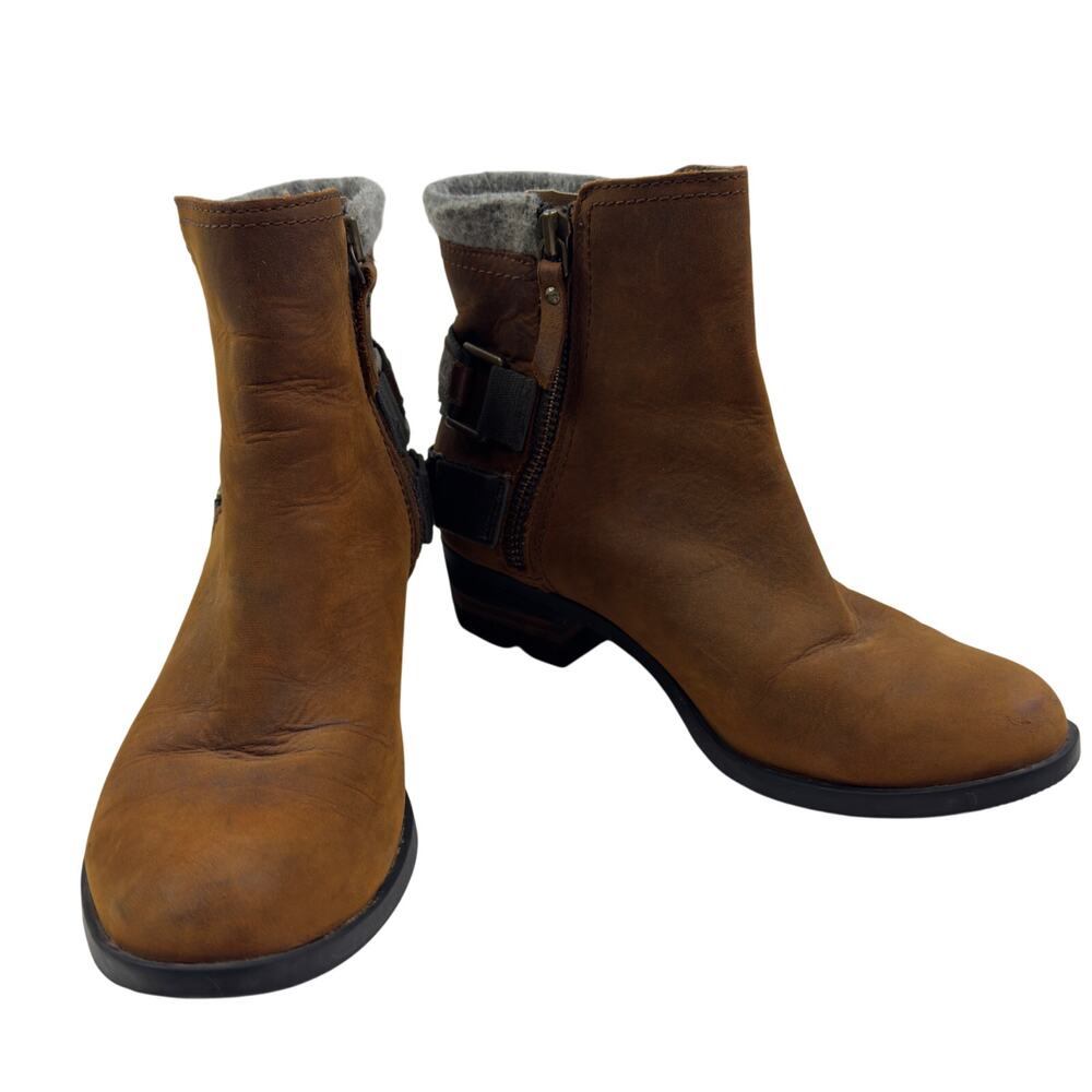 Sorel Lolla Waterproof Brown Winter Leather Ankle Boots Women's Size 7.5